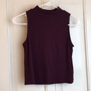 Purple cropped cutoff turtle neck shirt from H&M